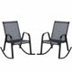 2pcs Patio Rocking Ergonomic Chair w/Sturdy Metal Rocker &Breathable Fabric Seat