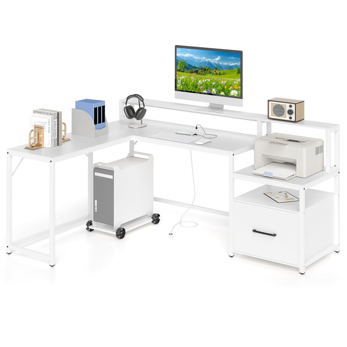 L-Shaped Desk with Power Outlet