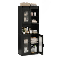Farmhouse Bathroom Floor Cabinet with Sliding Barn Door and Shelves