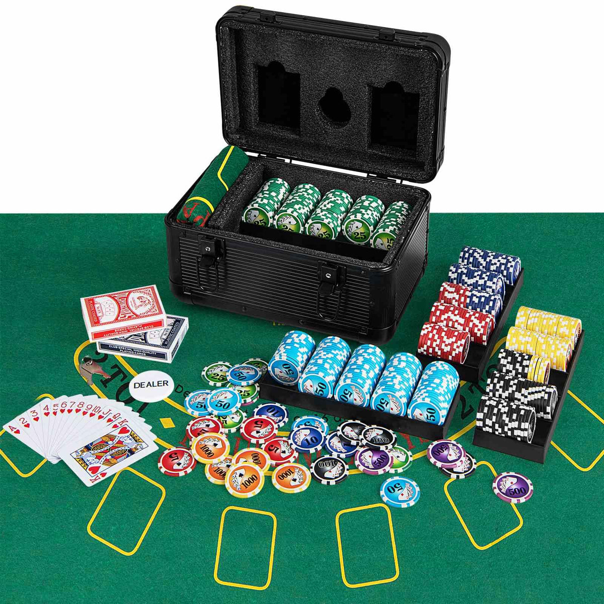 11.5 Gram Texas Holdem Poker Chip Set with 600 Pieces Chips