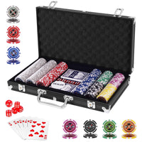 300 Pieces Casino Poker Chip Set with Aluminum Case for Party & Game