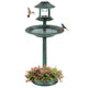 3-in-1 Outdoor Solar Lighted Bird Bath with Flower Planter Base