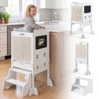 Foldable Toddler Tower with 3 Using Modes Step Stool Standing Kitchen Tower