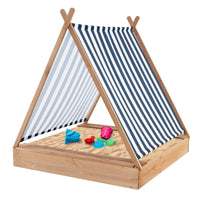 Wooden Kids Sandbox with Canopy and Tent Design