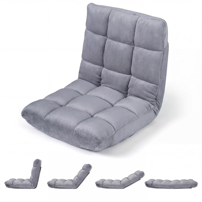 Giantex Adjustable 14-Position Floor Chair, Folding Couch Recliner with Soft Flannel Cover