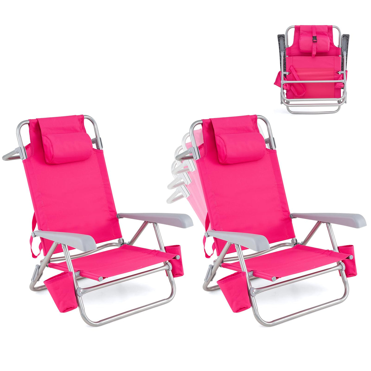 2 Pack Beach Chair for Adults, Lightweight Folding Beach Chair