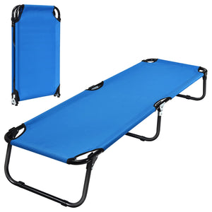 Portable Folding Camping Cot, 75" Outdoor Fabric Sleeping Cot with Sturdy Metal Frame & Non-Slip Feet,