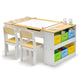 Kids Table and Chairs Set, 2 in 1 Wooden Art Table & Easel Set for Children with 2 Chairs
