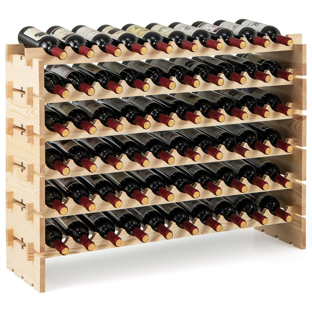 Giantex 60 Bottles Wine Rack, 6-Tier Stackable Modular Wine Bottle Holder