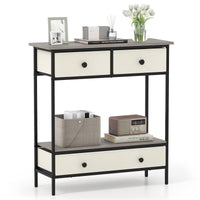 Console Table with Drawers Industrial Entryway Table with Open Storage Shelf