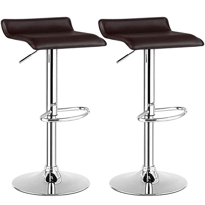 2Pcs Bar Stools, Pub Swivel Barstool, Height Adjustable Square Pub Chairs, Counter Height Bar Chair W/PU Leather & Footrest