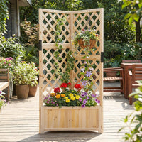 Corner Raised Garden Bed with Trellises for Climbing Plants Vegetables for Yard