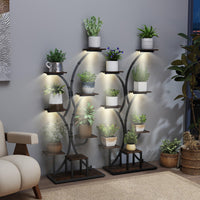 Indoor Plant Stand with Grow Lights, 146CM Tall 8-Tier Corner Metal Plant Shelf