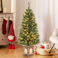 125CM Christmas Entrance Tree Potted with Pine Needles and Cement-Filled Base