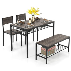 Giantex 4-Piece Dining Set Dining Table w/ 2 Chairs and Bench for 4