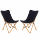 Butterfly Folding Chair Set of 2 Bamboo Dorm Sling Chair 150 kg Capacity Picnic