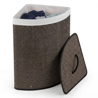 Giantex Corner Bamboo Laundry Hamper w/Lid, 57 L Capacity Clothes Hamper