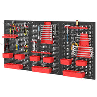 9-Bin Parts Rack Organizer with Tool Holders and Hooks