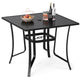 Square Patio Table for 4, 91 cm Square Metal Slat Table with 4-6 cm Adjustable Umbrella Hole