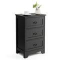 Giantex 3-Drawer Vintage Bedside Table with Metal Handles and Anti-toppling Device