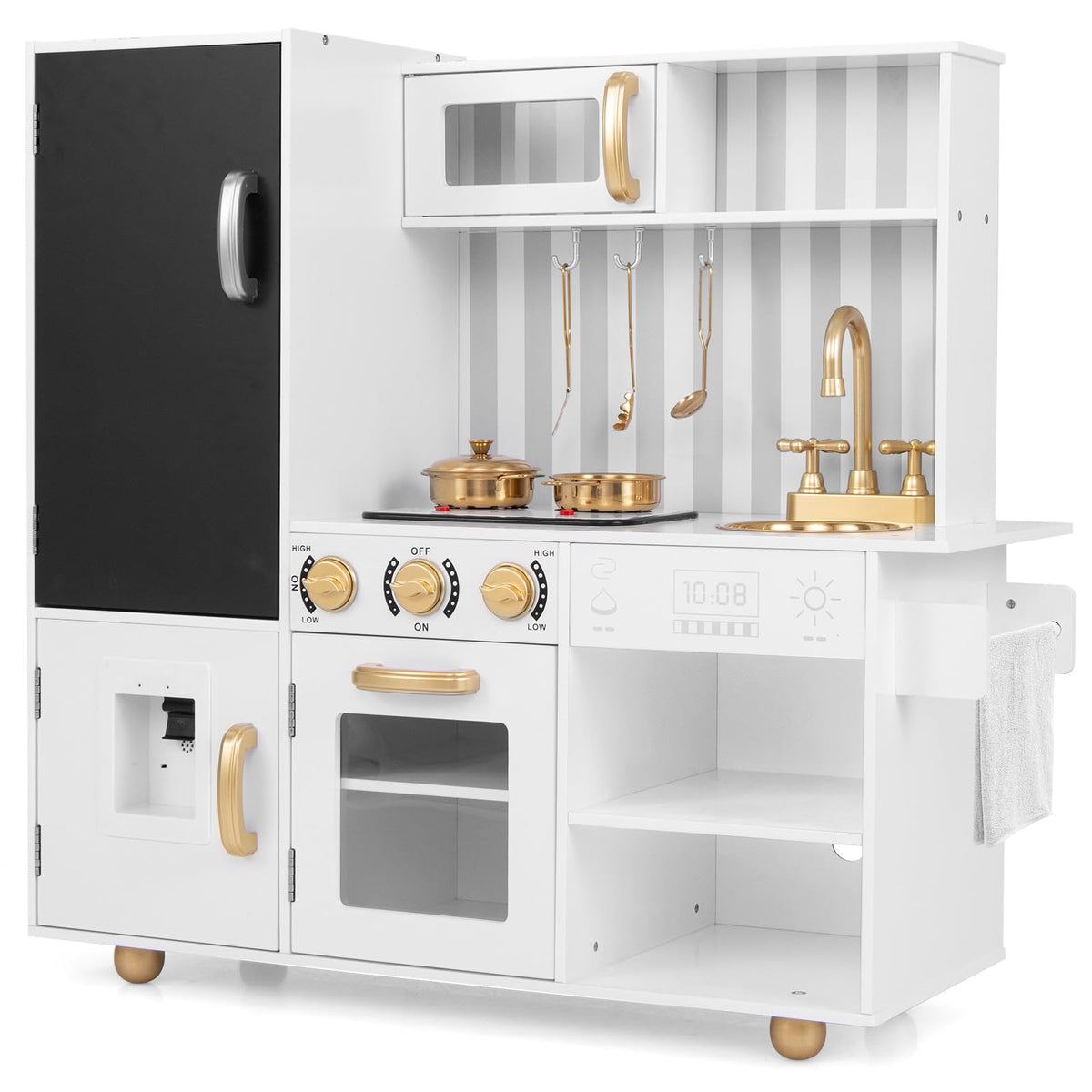 Pretend Play Kitchen for Kids with Sink and Faucet