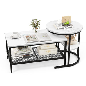 Giantex Nesting Coffee Table Set of 2, Detachable Table Set