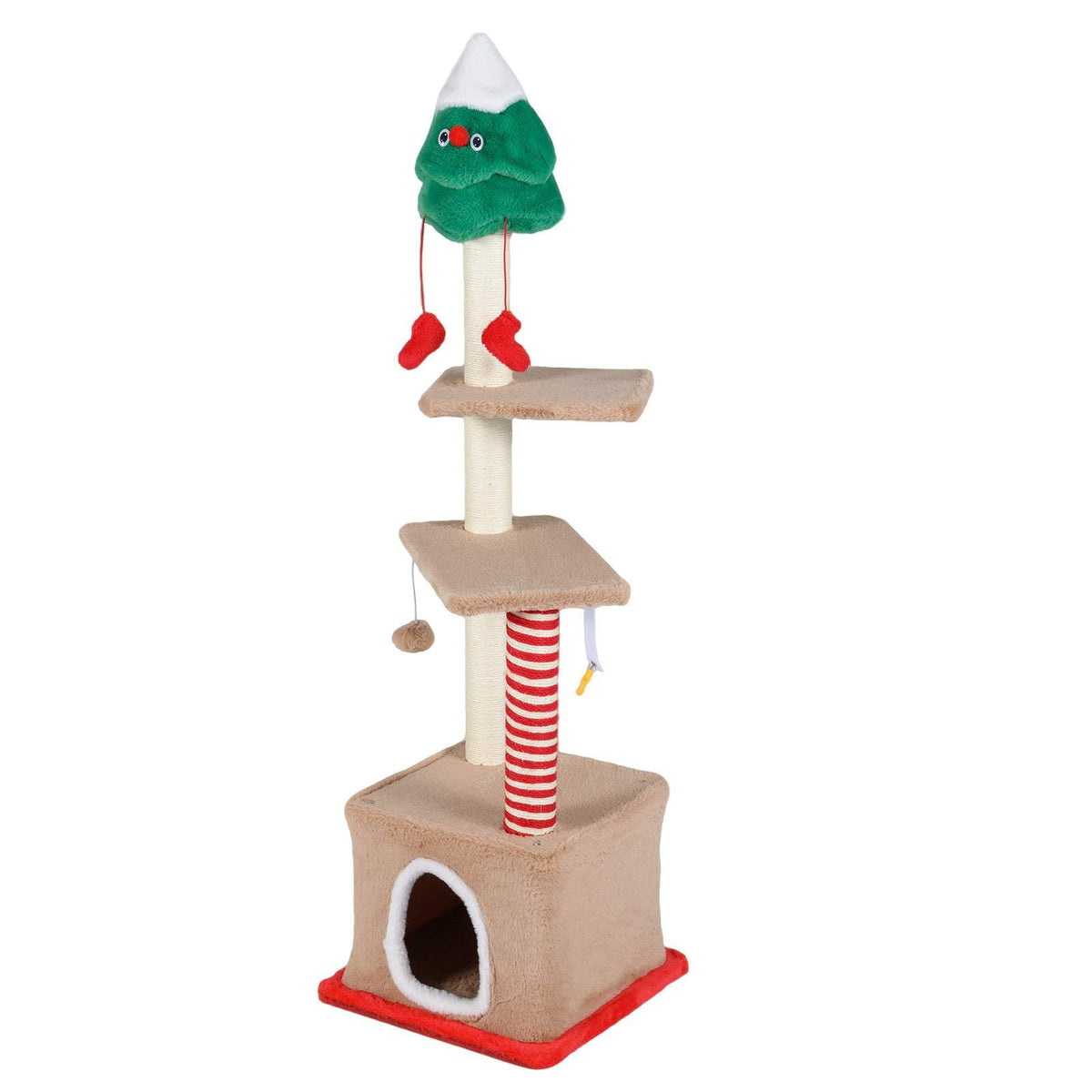 Christmas Cat Tree, 132 cm Multi-Level Cat Tower with Cat Condo