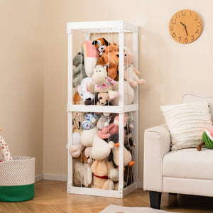 300L Large Stuffed Animal Storage, Space-saving Plush Toy Cage w/Open Top & Elastic Cords