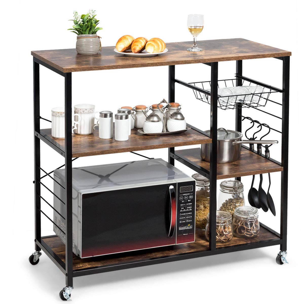 Giantex Industrial Kitchen Baker's Rack, w/Lockable Universal Wheel