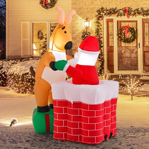 155cm Inflatable Santa Claus Climbing Chimney for Indoor/ Outdoor Party