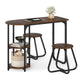3-Piece Dining Table Set Rectangular Kitchen Table and 2 Stools with 2-tier Storage Shelves