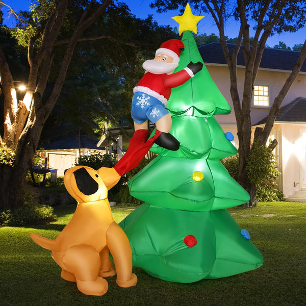 190cm Santa Claus Climbing Tree with Built-in LED Lights for Indoor/Outdoor