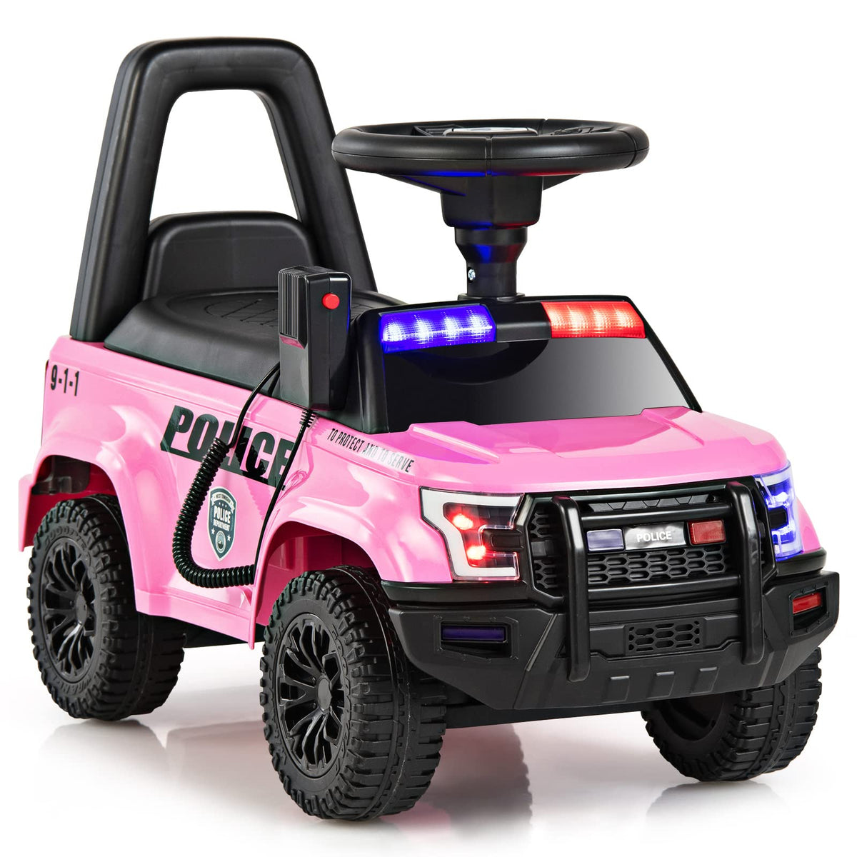 Ride On Push Police Car, Toddler Foot-to-Floor Sliding Toy with Siren