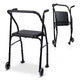 Folding Walker Lightweight Aluminum with 2 Wheels and Padded Seat for Seniors