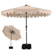 2.7M Patio Umbrella with 32 Solar LED Lights Weighted Base and Sandbags