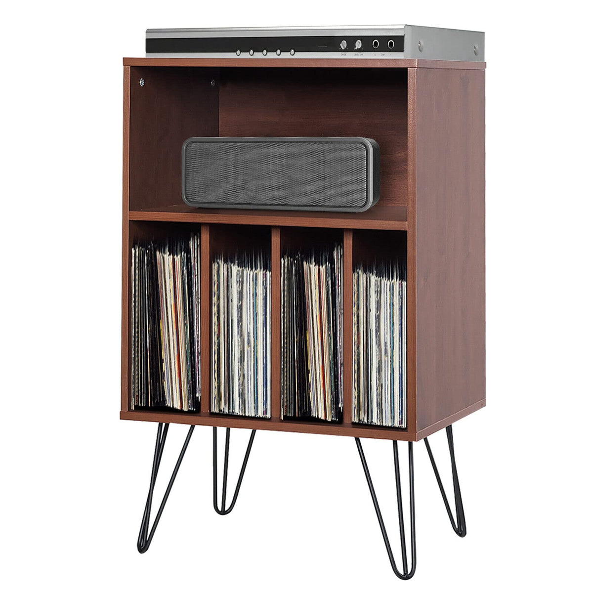Giantex File Cabinet, Split Storage Space, Display Bookshelf, Record Storage Cabinet