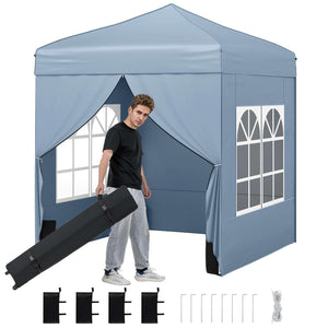 2 x 2 M Pop up Canopy Tent, Outdoor Patio Commercial Sunshade Shelter w/ 4 Sidewalls