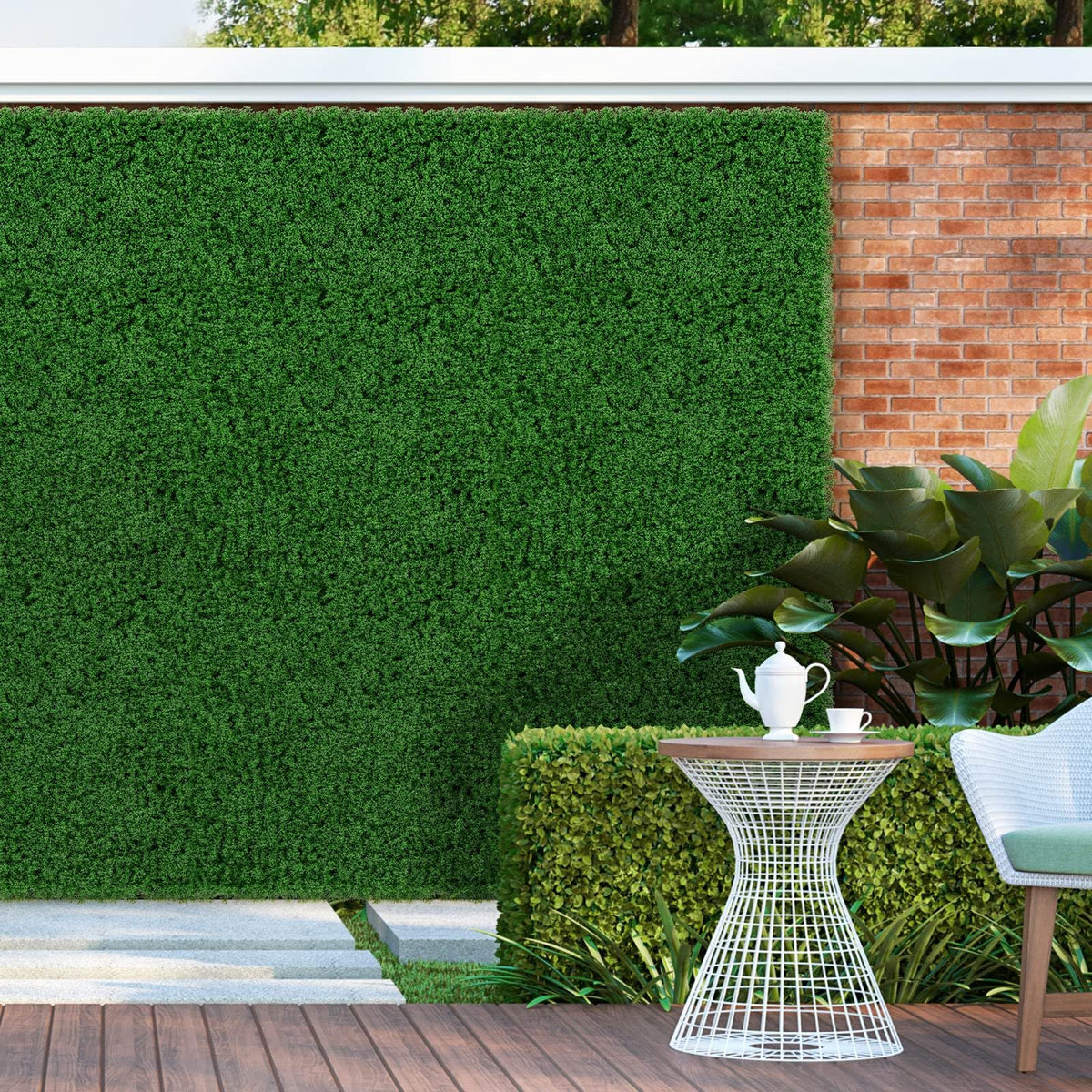 12 Pieces 51 x 51cm Artificial Grass Wall Panels Faux Green Moss Panels