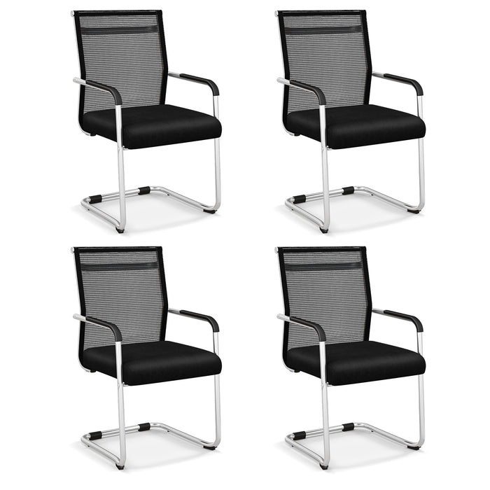 Giantex Office Guest Chairs Set of 4, Meeting Room Conference Chair w/Metal Sled Base & Armrests