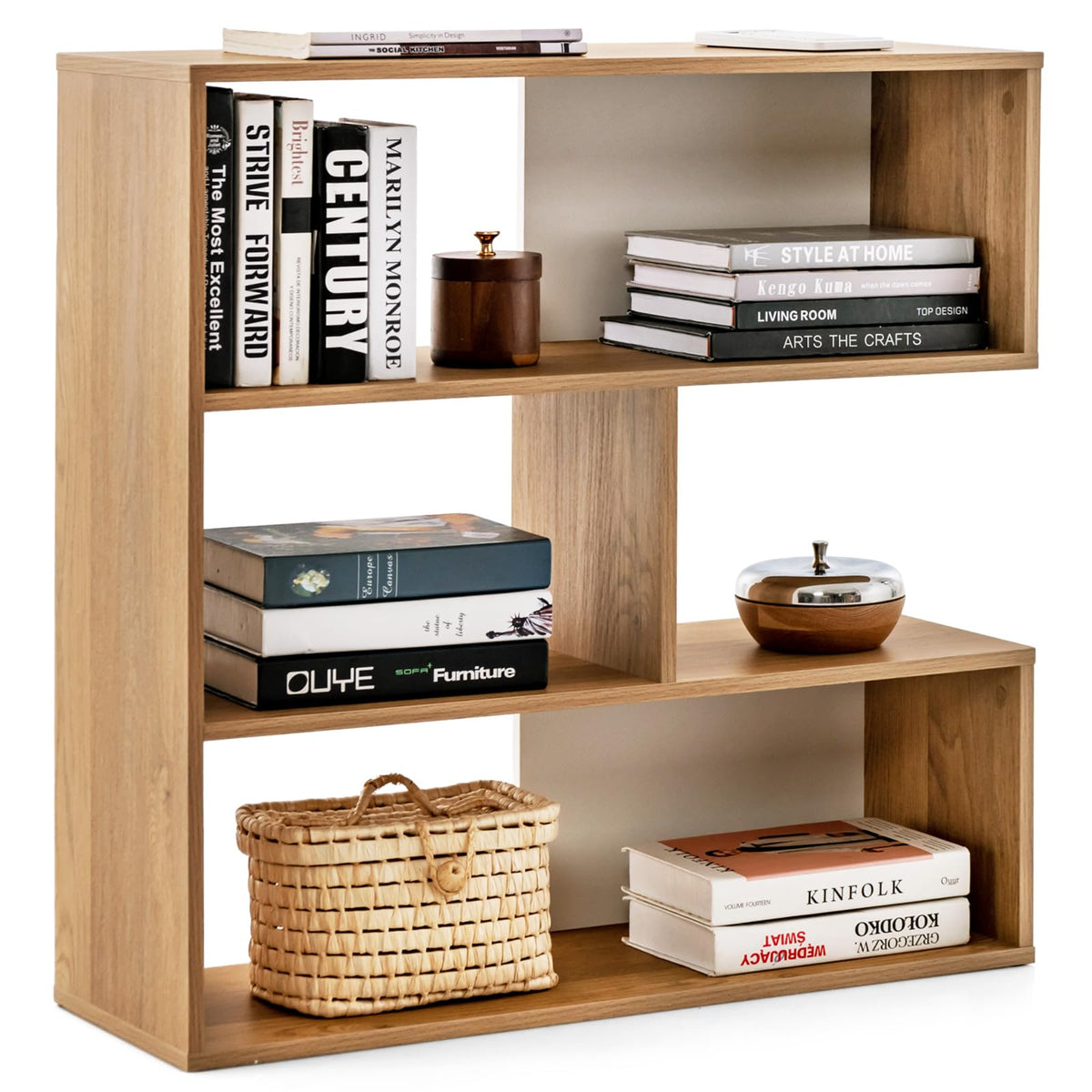 Giantex Bookshelf, 3-Shelf Open Bookcase, Freestanding Corner Bookshelf