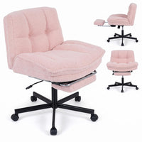 GIANTEX Teddy Plush Office Chair with Footrest & Adjustable Height