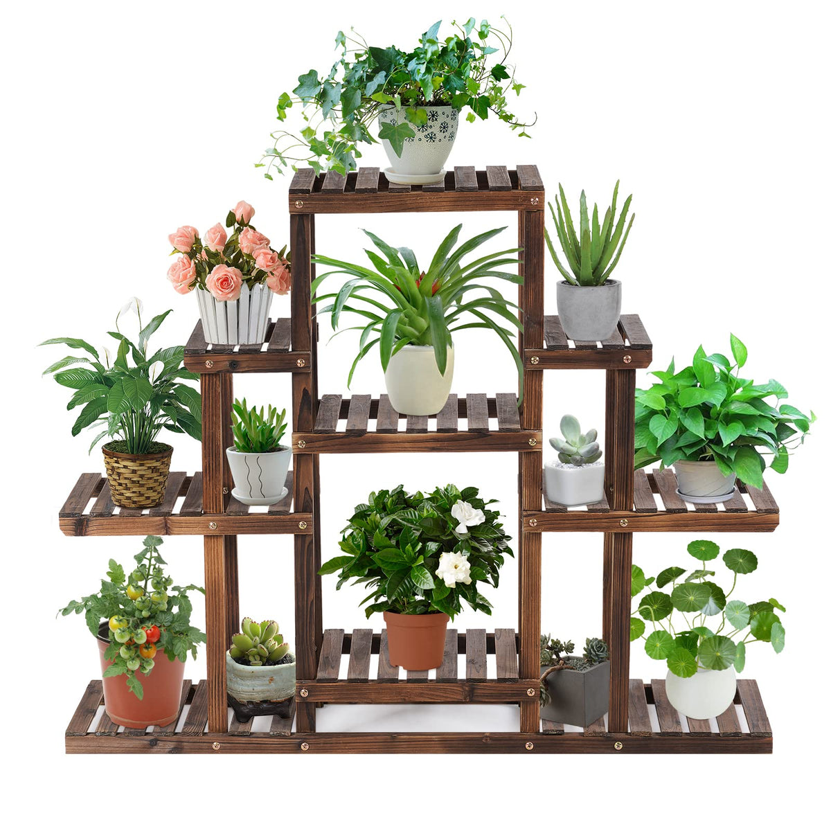 Giantex 6-Tier Wood Flower Rack, Multi-Tier Plant Stand