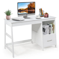 Computer Desk, Wooden Writing Table, Modern Home Office Desk with Footrest
