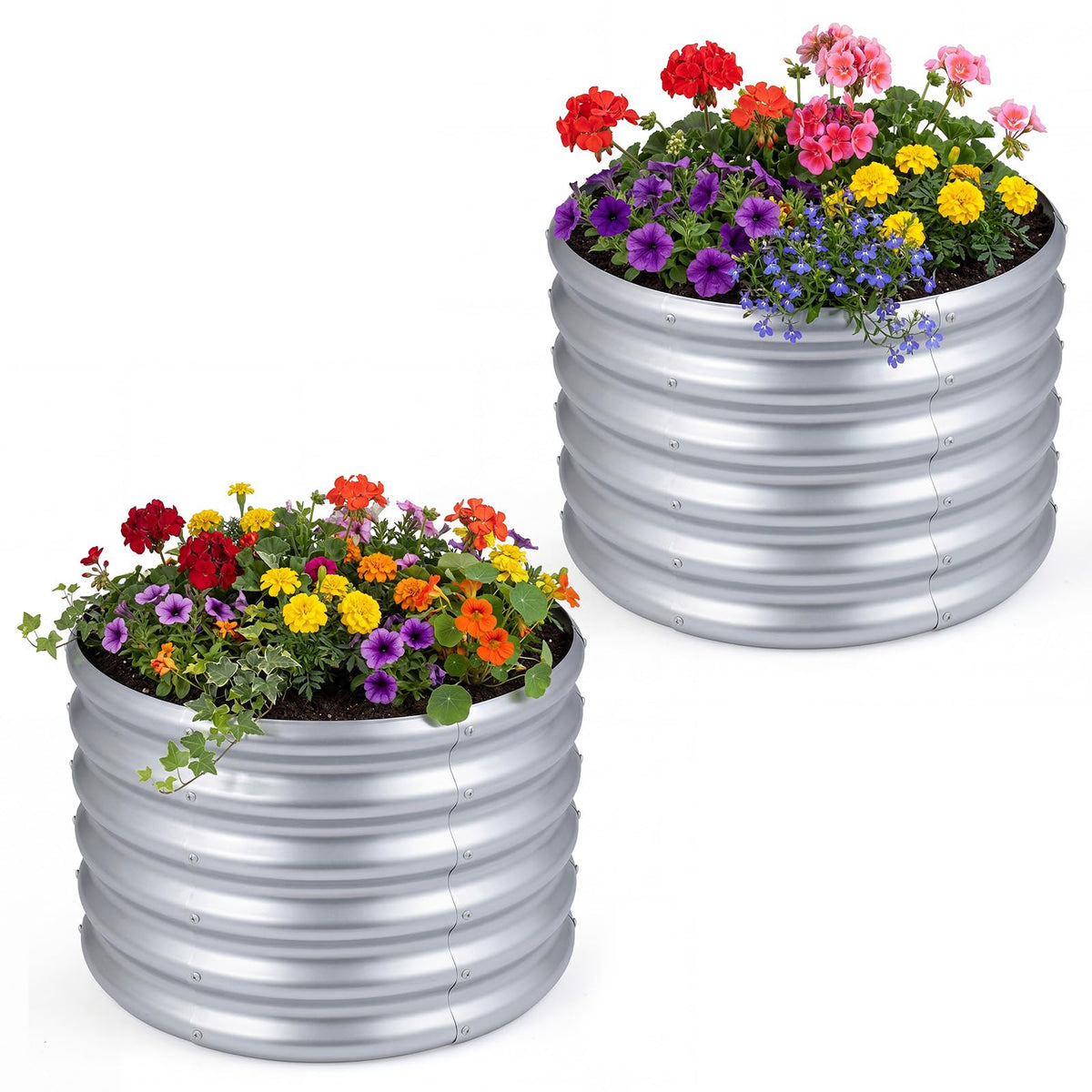 Galvanized Raised Garden Bed, Round/Rectangular Outdoor Planter Box