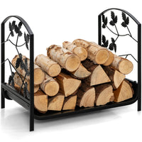 Firewood Log Rack, for Indoor Outdoor Steel Log Holder w/50 kg Load Capacity