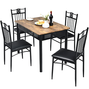 Giantex 5 Pieces Dining Table Set, Modern Kitchen Table Set for 4 Person, Bistro Table Set for Home