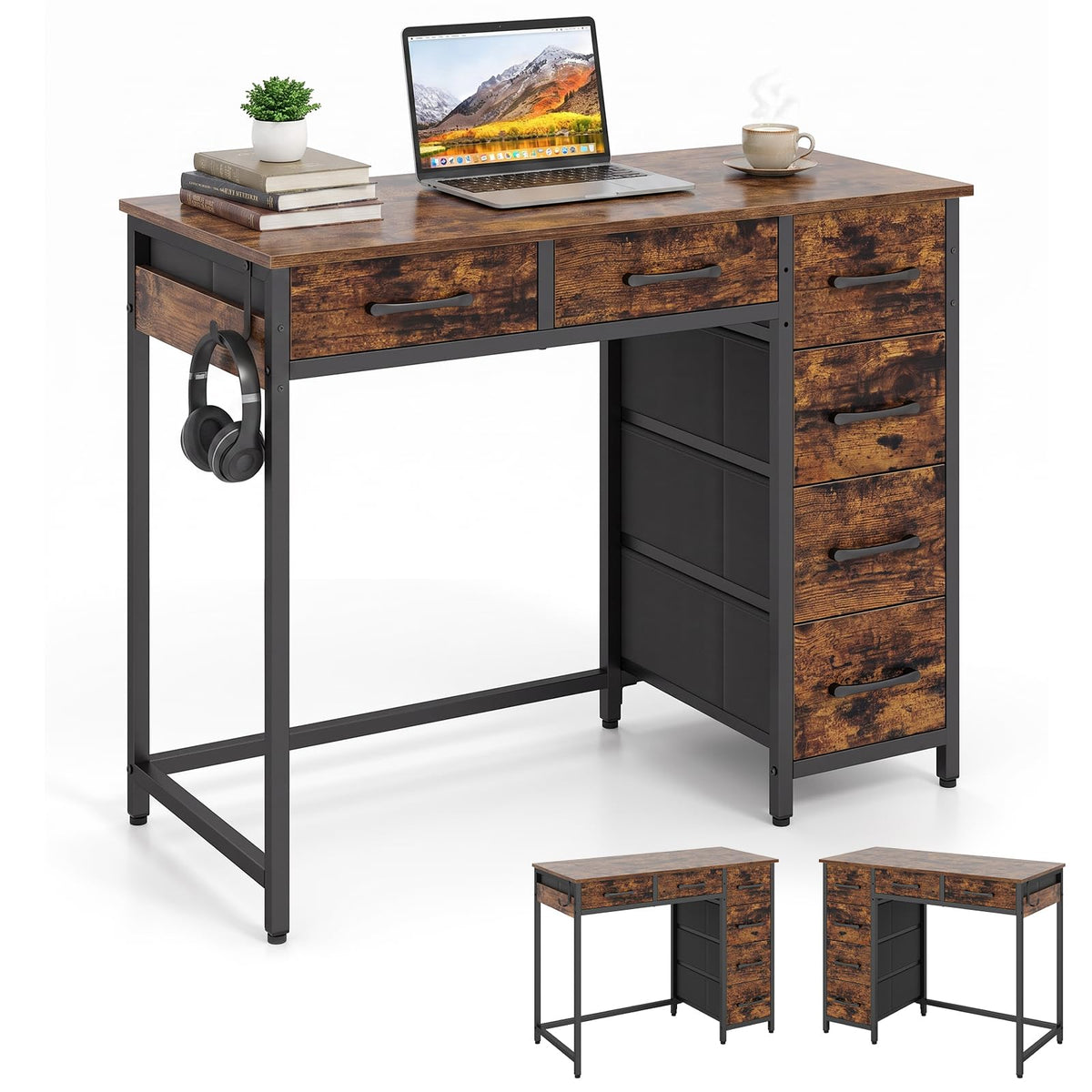 Giantex Computer Desk with Reversible Drawers