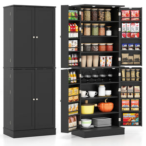 Giantex Kitchen Pantry Cabinet, 167 CM Freestanding Tall Buffet Cupboard w/Two 4-Tier Cabinets