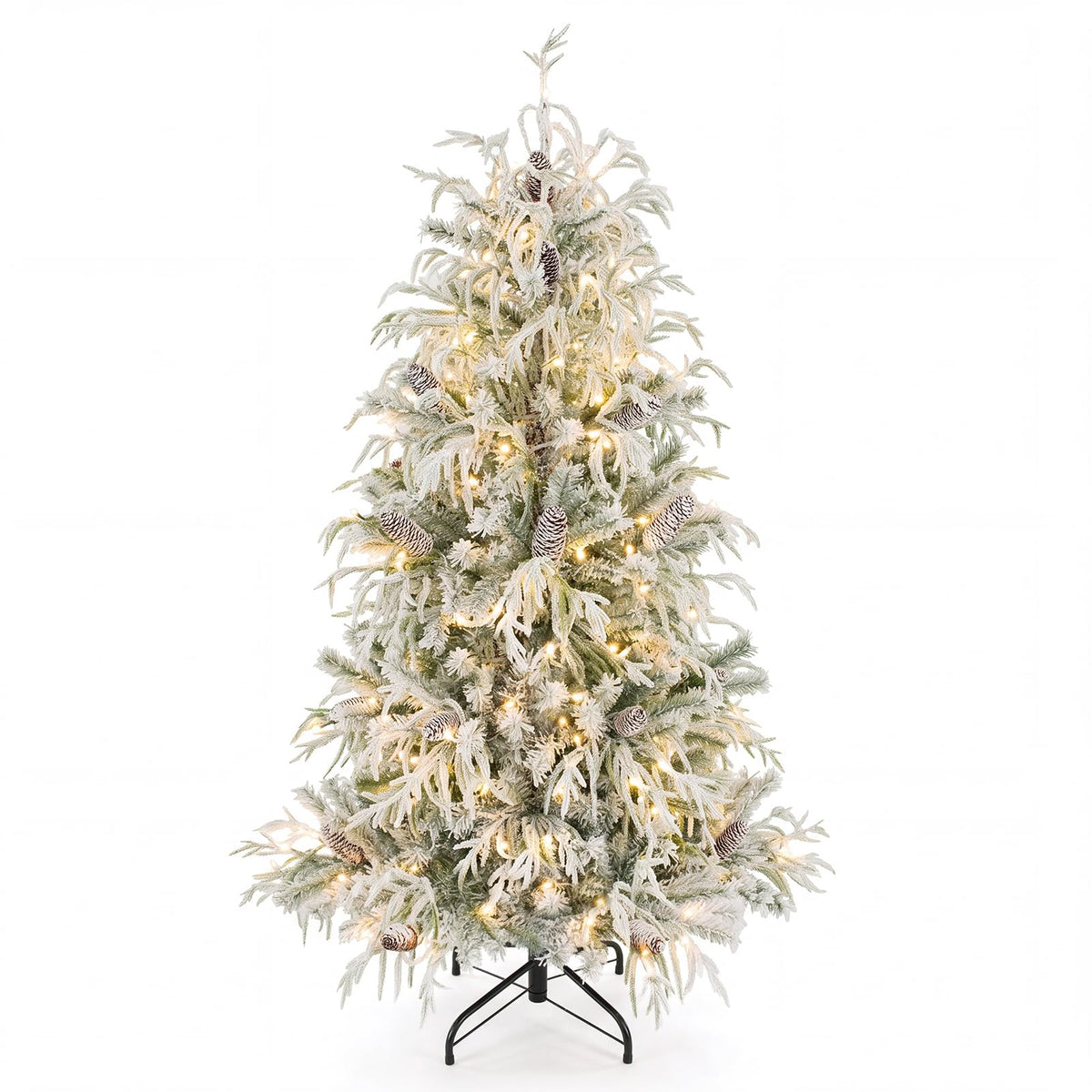 150/180cm Flocked Christmas Tree, Pre-Lit, Hinged
