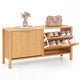 100CM Shoe Storage Bench, Narrow Wooden Entryway Bench with 2 Flip Drawers